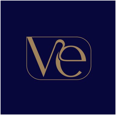 VE marka tipografi ikonu. VE harfleri.