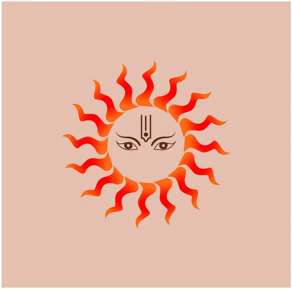 Lord Sun Suryanarayana Обличчя Векторної Ікони Ікона Обличчя Сонця — стоковий вектор