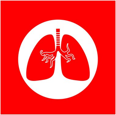 Kırmızı akciğer vektör simgesi. Akciğer vektörü.