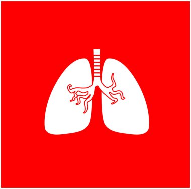 Kırmızı akciğer vektör simgesi. akciğer sembolü.