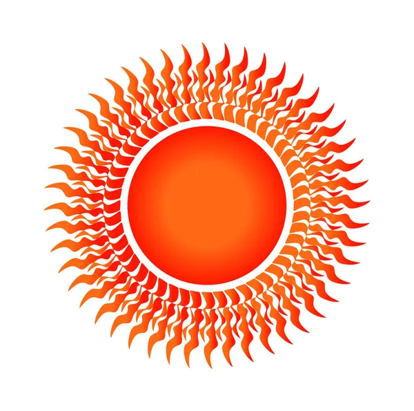Sıcak Yapraklı Güneş Çizimi Surya Renkli Vektör Simgesi — Stok Vektör