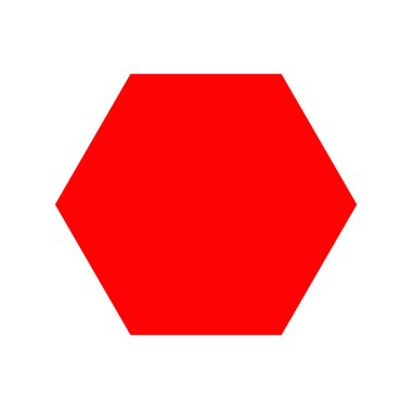 Kırmızı izole edilmiş büyük altıgen şekli. Kırmızı altıgen simgesi.