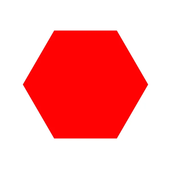 Rouge Isolé Grande Forme Hexagonale Icône Hexagone Rouge — Image vectorielle