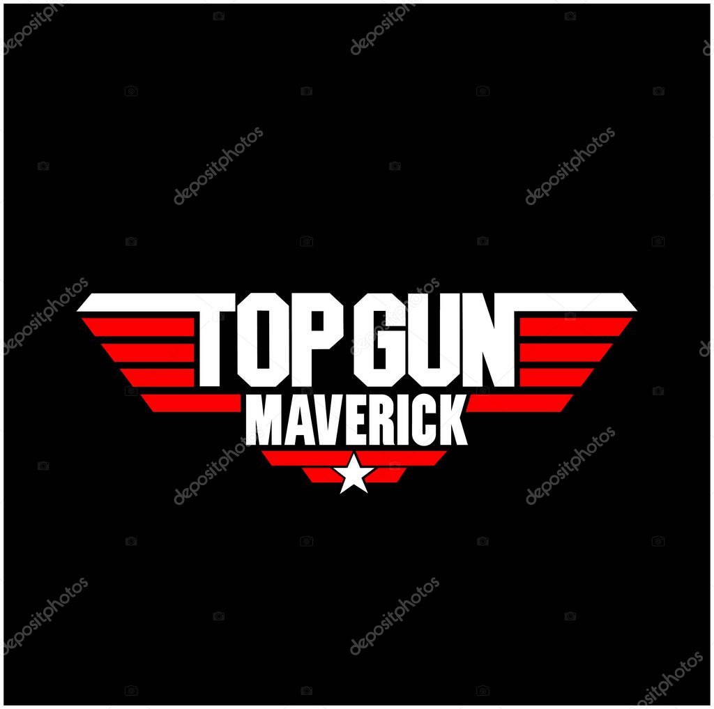 Top Gun Maverick typography icon with two colors.