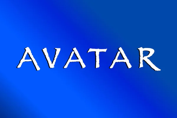 Mavi arkaplanda AVATAR tipografi vektör simgesi.