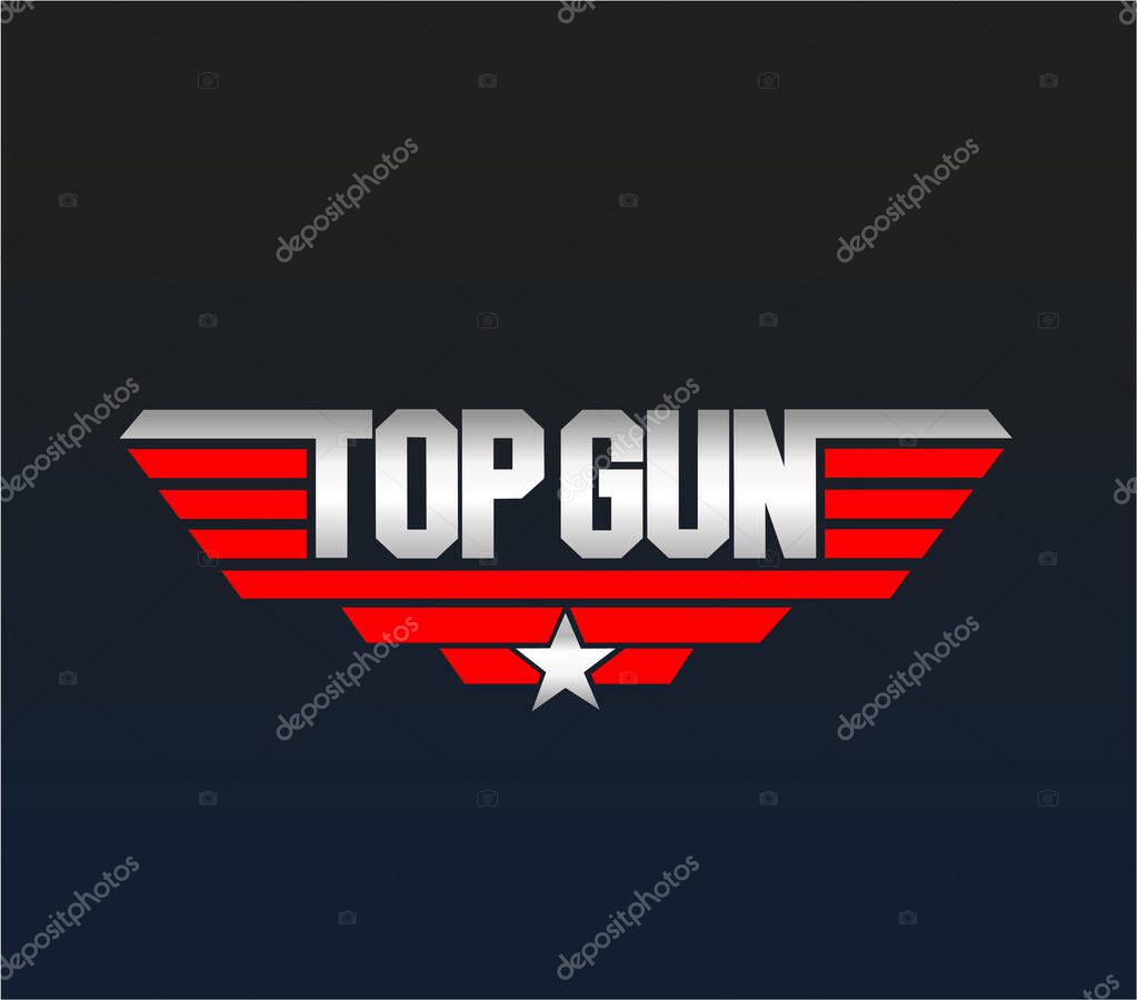 Top Gun vector typography icon. Topgun symbol.