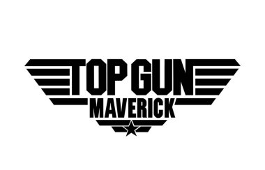 Top Gun Maverick typography icon. Top Gun Maverick lettering on white color.