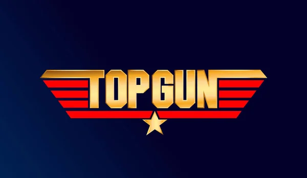 Top Gun Golden Typography Icon Topgun Lettering — Stockvector