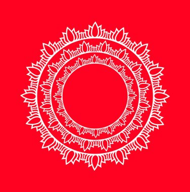 Lotus flowers petals mandala circle on red color.