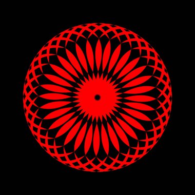 An abstract red intricated round vector mandala.