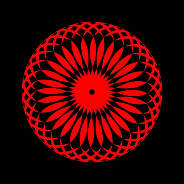 An abstract red intricated round vector mandala.