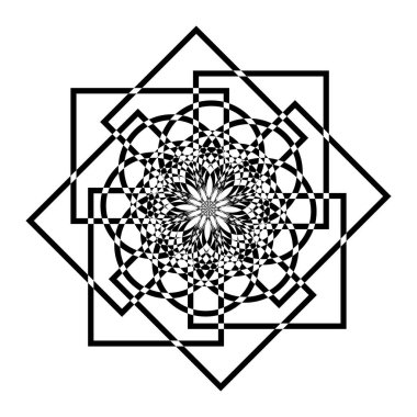 Abstract black isolated mandala on white.