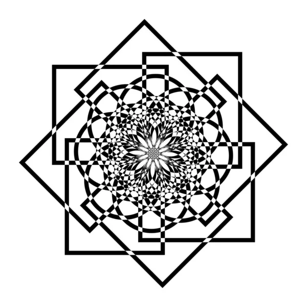 Abstract black isolated mandala on white.