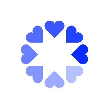 Blue Hearts round buffering icon. blue hearts round.