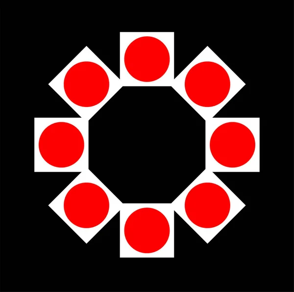 Red Dots Cuadrados Redondos Vector Forma Abstracta — Vector de stock