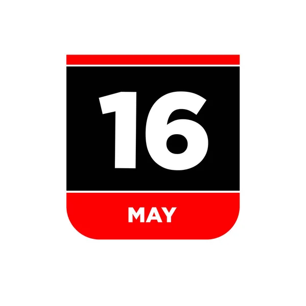 16Th May Calendar Vector Icon May Typography — Stock Vector