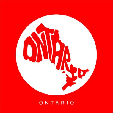 Ontario harita harfleri sanat. Ontario tipografi haritası.