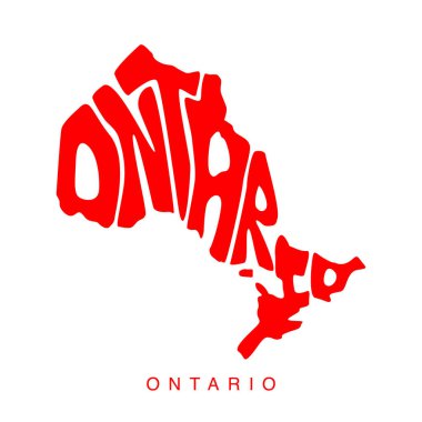 Ontario harita harfleri sanat. Ontario harita tipografisi.
