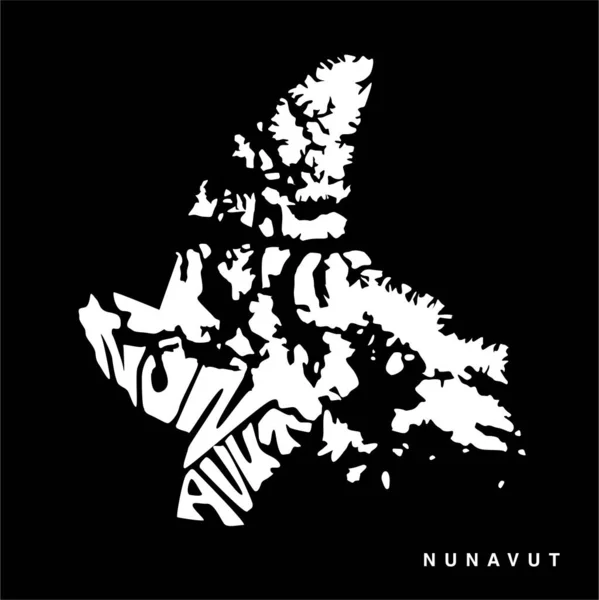 Nunavut Mapa Letras Arte Nunavut Mapa Typo — Vector de stock