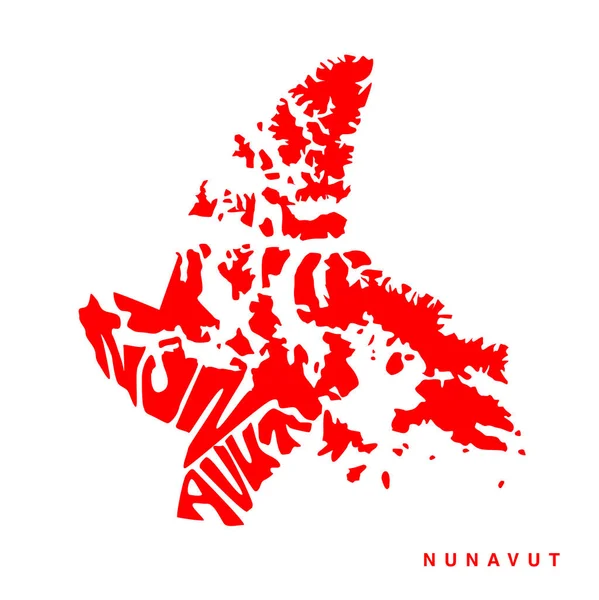 Nunavut Mapa Lettering Art Tipografia Mapa Nunavut —  Vetores de Stock