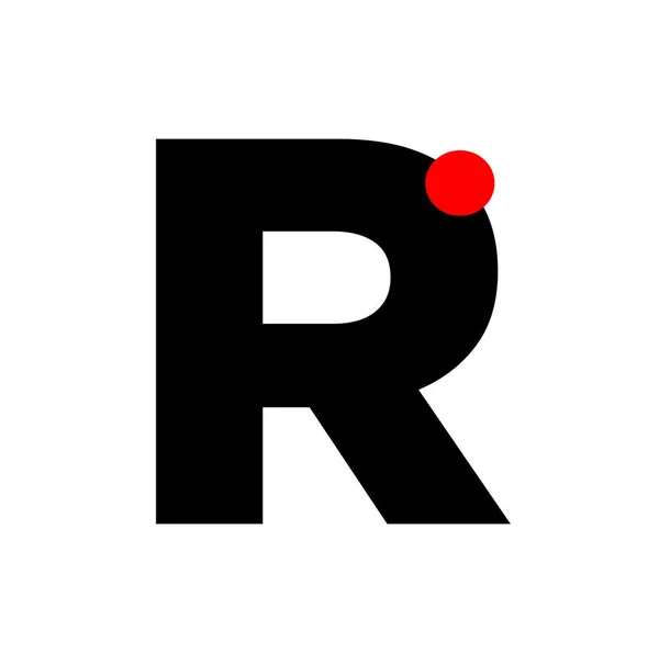 赤い点を持つ文字R R社モノグラム — ストックベクタ