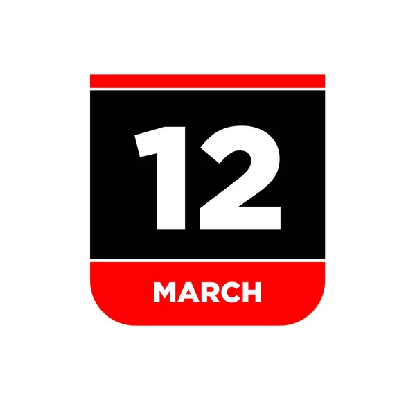 Março Ícone Vetor Calendário Março Tipografia — Vetor de Stock