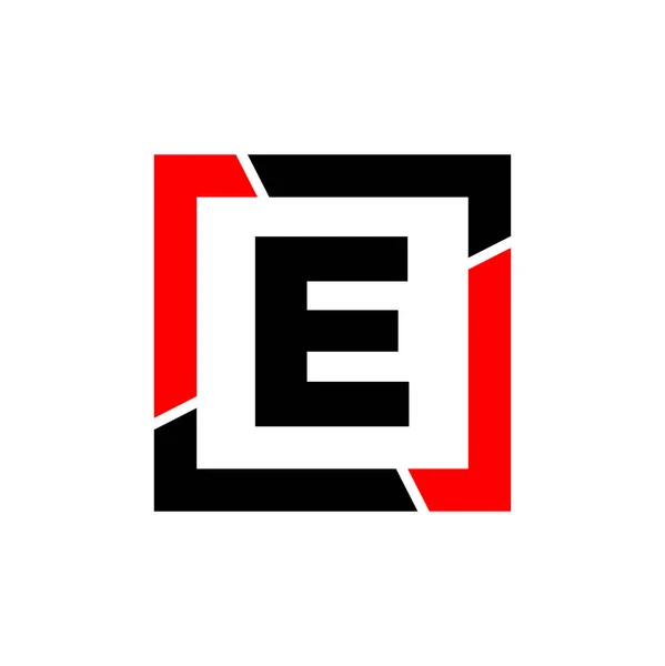 带有红色黑色框图的字母 E公司图标 — 图库矢量图片
