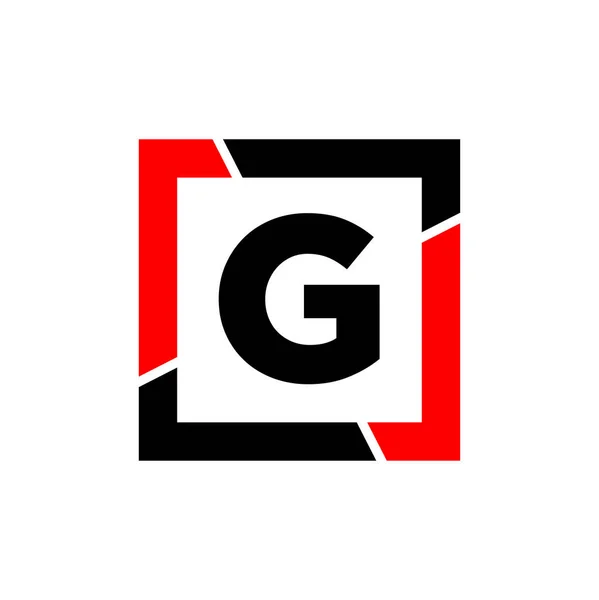 带有红色黑色框图的G字母 G公司图标 — 图库矢量图片