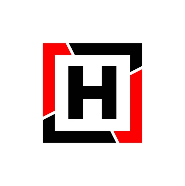 带有红色黑色框图的H字母 H连图标 — 图库矢量图片