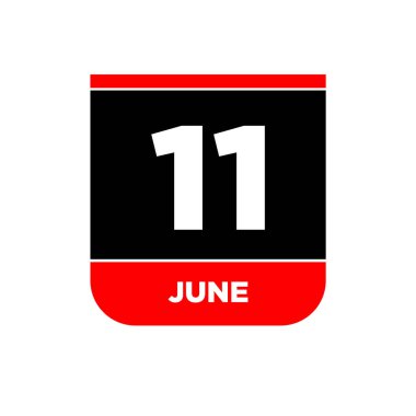 11 Haziran takvim vektör simgesi. 11 Haziran başlığı.