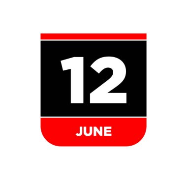 12 Haziran takvim vektör simgesi. 12 Haziran başlığı.