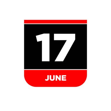 17 Haziran takvim tarih vektör simgesi. 17 Haziran harfleri.