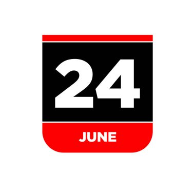 24 Haziran takvim tarih vektör simgesi. 24 Haziran harfleri.