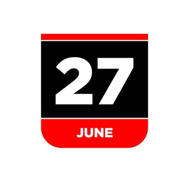27 Haziran takvim tarih vektör simgesi. 27 Haziran harfleri.