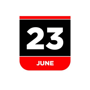 23 Haziran takvim tarih vektör simgesi. 32 Haziran yazıları.