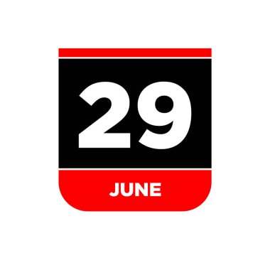 29 Haziran takvim tarih vektör simgesi. 29 Haziran yazıları.
