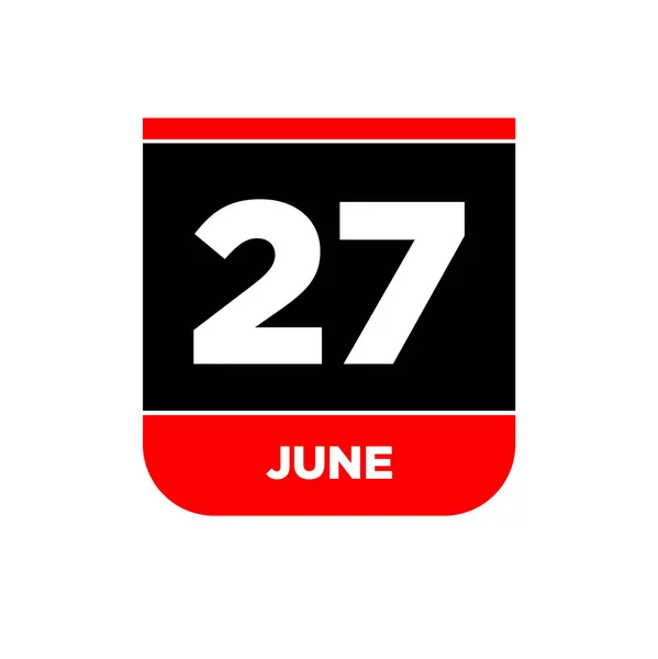 Červen Kalendář Datum Vektorové Ikony Červen Písmo — Stockový vektor