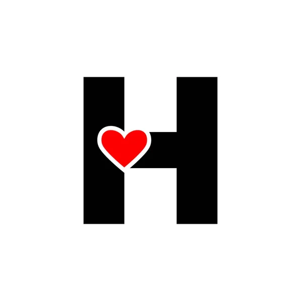Kırmızı Kalp Monogramlı Harfi Kalp Simgesi — Stok Vektör