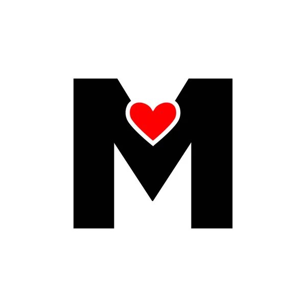 Lettre Avec Monogramme Cardiaque Rouge Icône Coeur — Image vectorielle