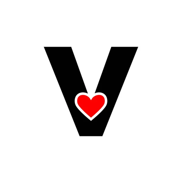 Písmeno Monogramem Červeného Srdce Ikona Písmene Láskou — Stockový vektor