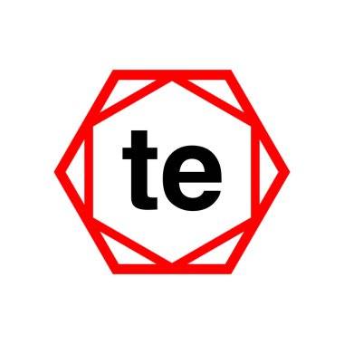 TE altıgen tipografi monogram vektörü. TE marka simgesi.