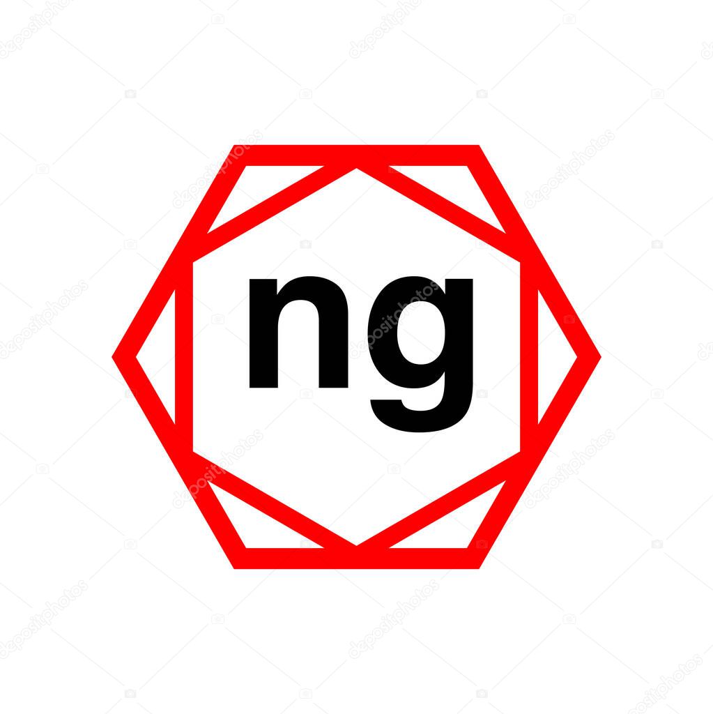 NG hexagon typography monogram vector. NG brand name icon.