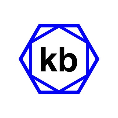 KB altıgen tipografi monogramı. KB harf simgesi.