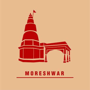 Moreshwar Ganapati tapınağı vektör ikonu. Ashtavinayak Ganesh Mandir simgesi.
