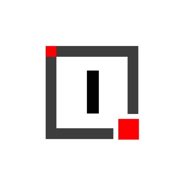 Ich Firmenname Mit Quadrat Symbol Rotes Quadratisches Monogramm — Stockvektor