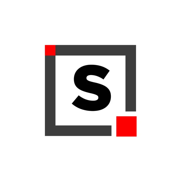 Firmennamen Monogramm Mit Rotem Quadrat Punkt Symbol — Stockvektor