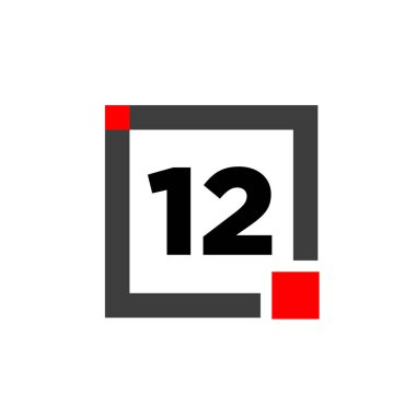 Kare kutu ikonlu 12 numara. 12 kutu monogramı.