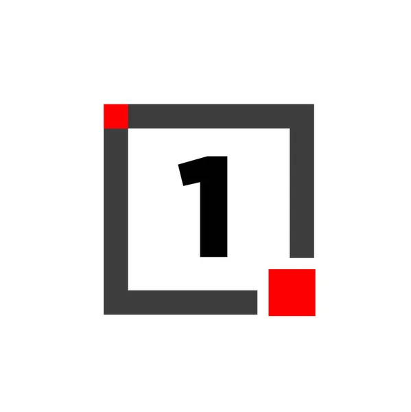 Zahl Mit Quadratischem Kästchensymbol Schachtel Monogramm — Stockvektor