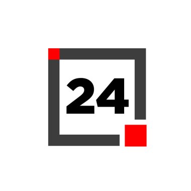 Gri kare ikonlu 24 numara. 24 numara monogram.