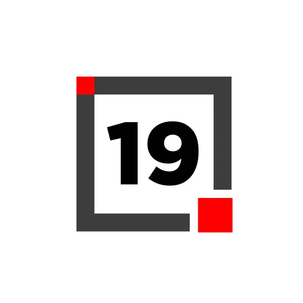Nombre Avec Une Icône Carrée Grise Monogramme Chiffres — Image vectorielle
